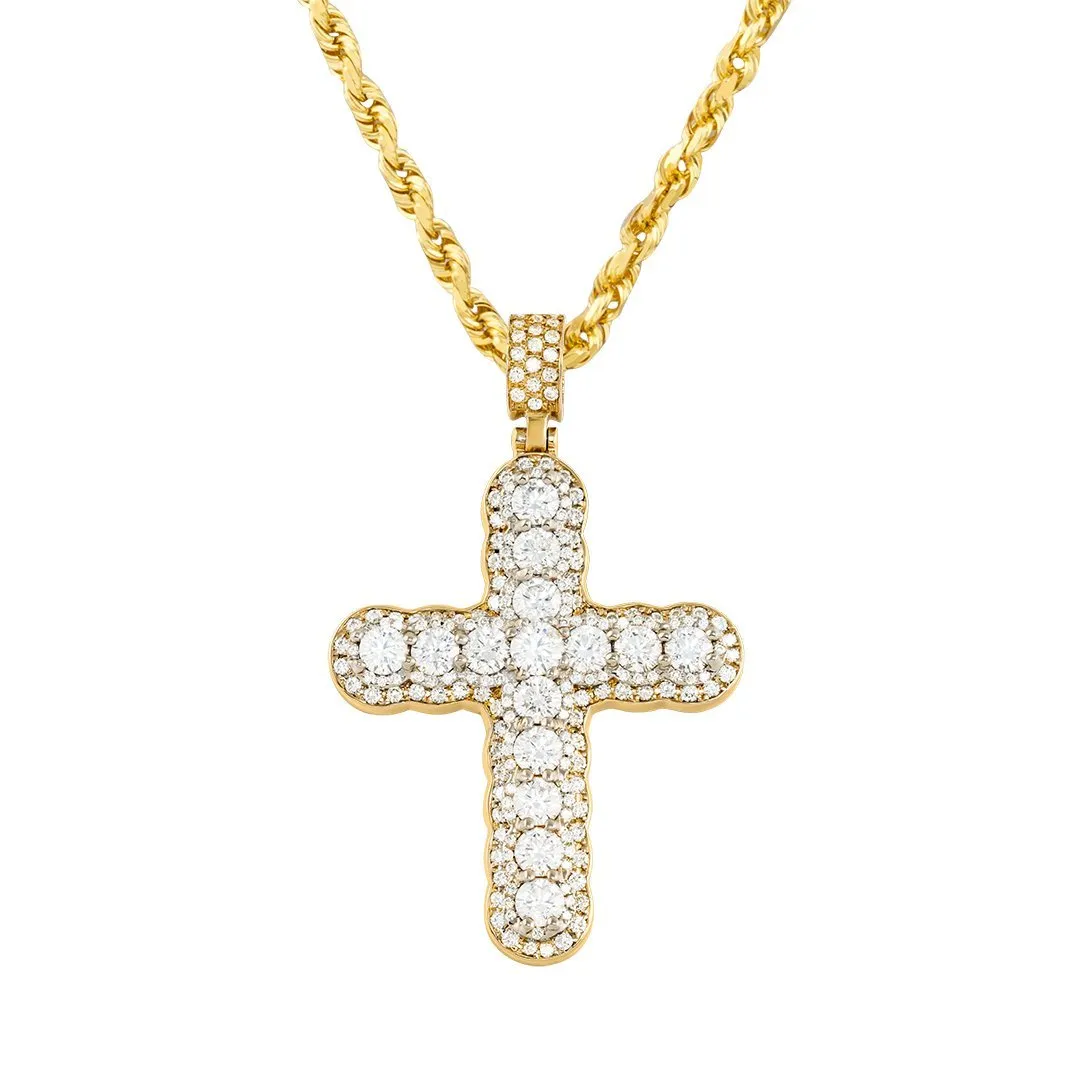 14k Two Tone Gold Diamond Cross Pendant 4.47 Ctw