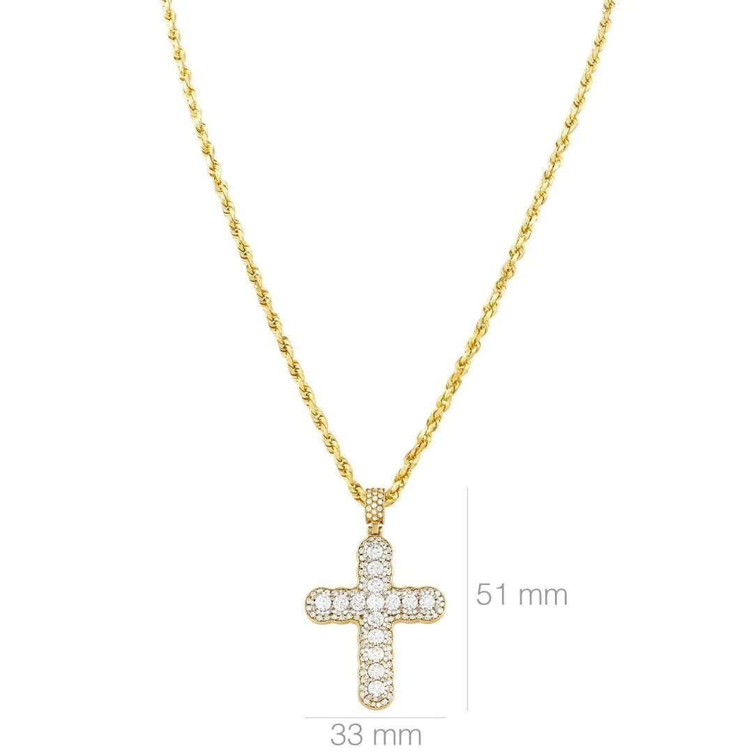 14k Two Tone Gold Diamond Cross Pendant 4.47 Ctw