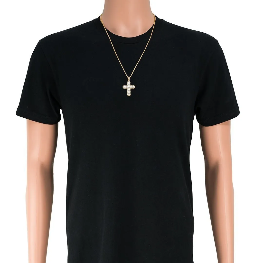 14k Two Tone Gold Diamond Cross Pendant 4.47 Ctw