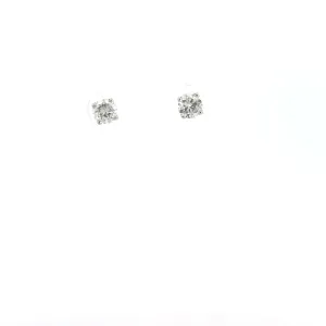14k White and Yellow Gold .95ct G VS2 Round Diamond Stud Earrings