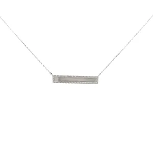 14K WHITE AND YELLOW  GOLD ENGRAVEABLE ID PLATE WITH .10CT ROUND DIAMOND NECKLACE