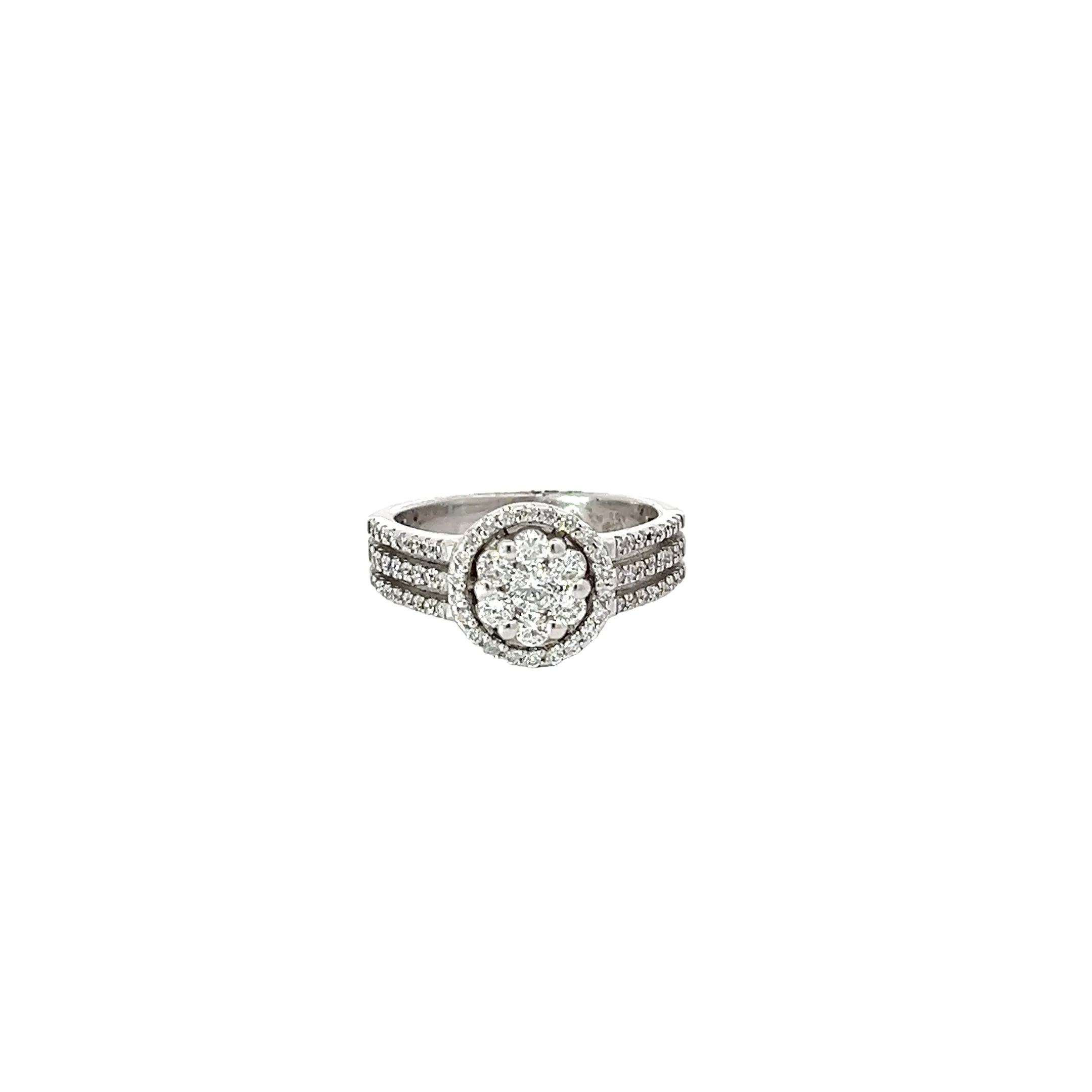 14k white gold 1.00ct  G SI1 Diamond Cluster Ring