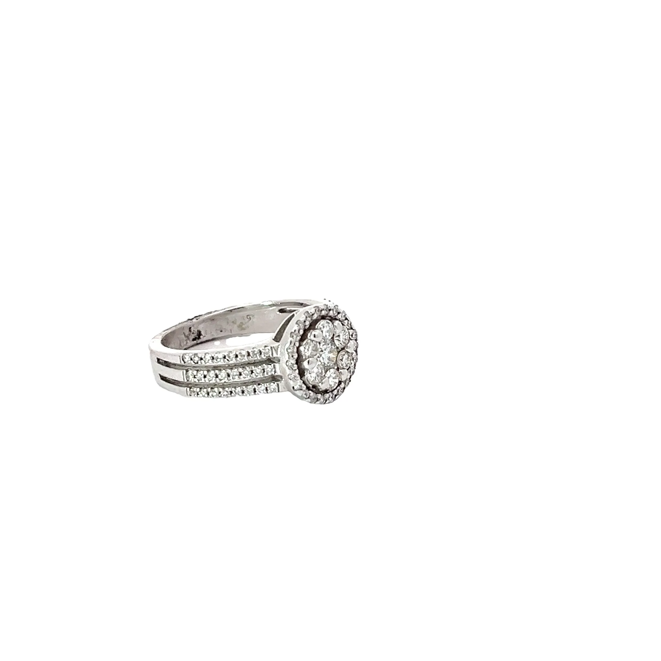 14k white gold 1.00ct  G SI1 Diamond Cluster Ring