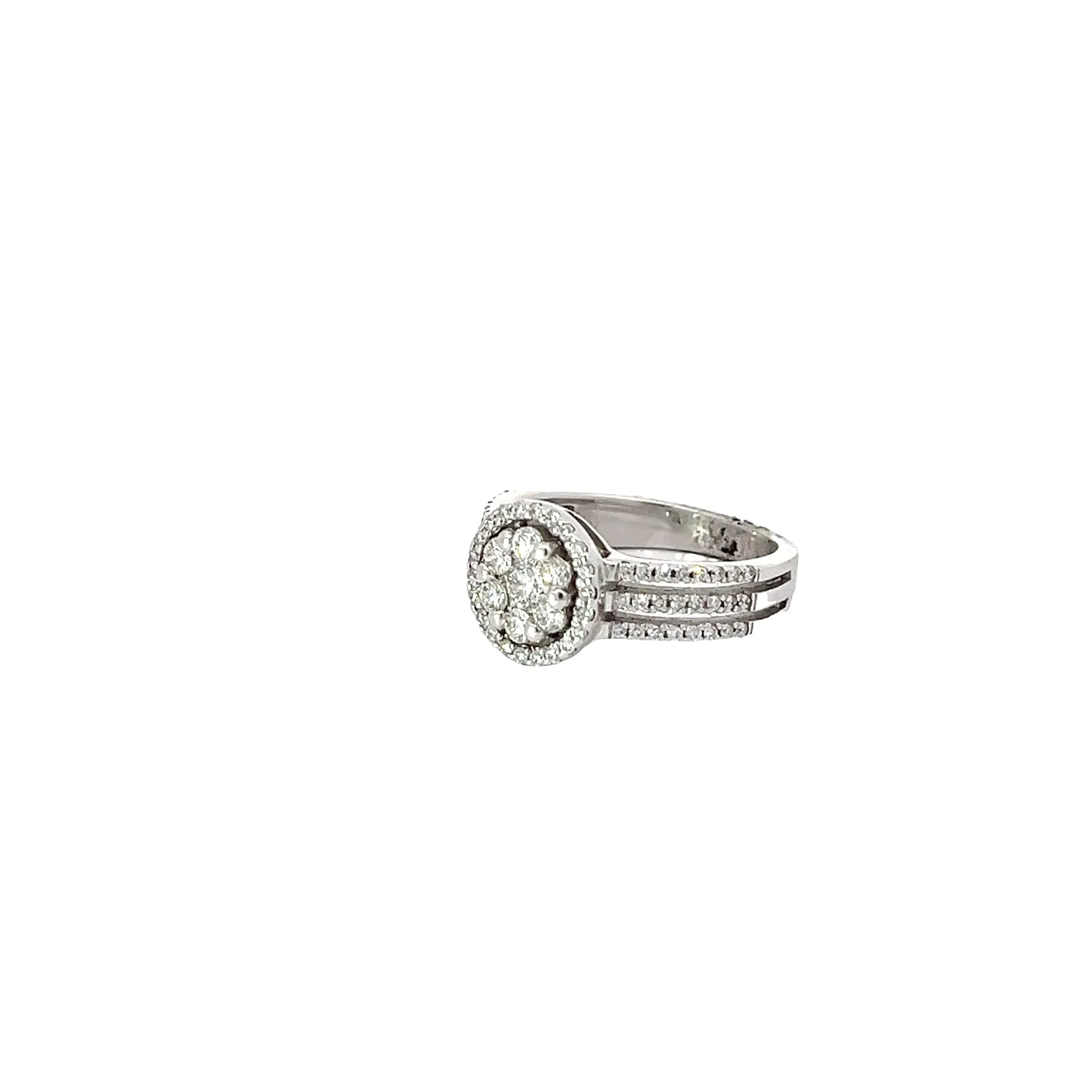 14k white gold 1.00ct  G SI1 Diamond Cluster Ring