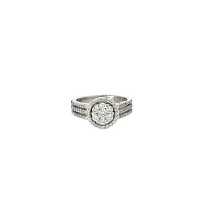 14k white gold 1.00ct  G SI1 Diamond Cluster Ring