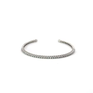14k White Gold 1.50CT H SI1 Round Diamond Cuff Bracelet
