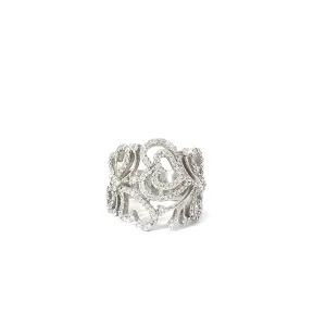 14k White Gold 1ct F VS2 Round Diamond Heart Swirl Effy Ring