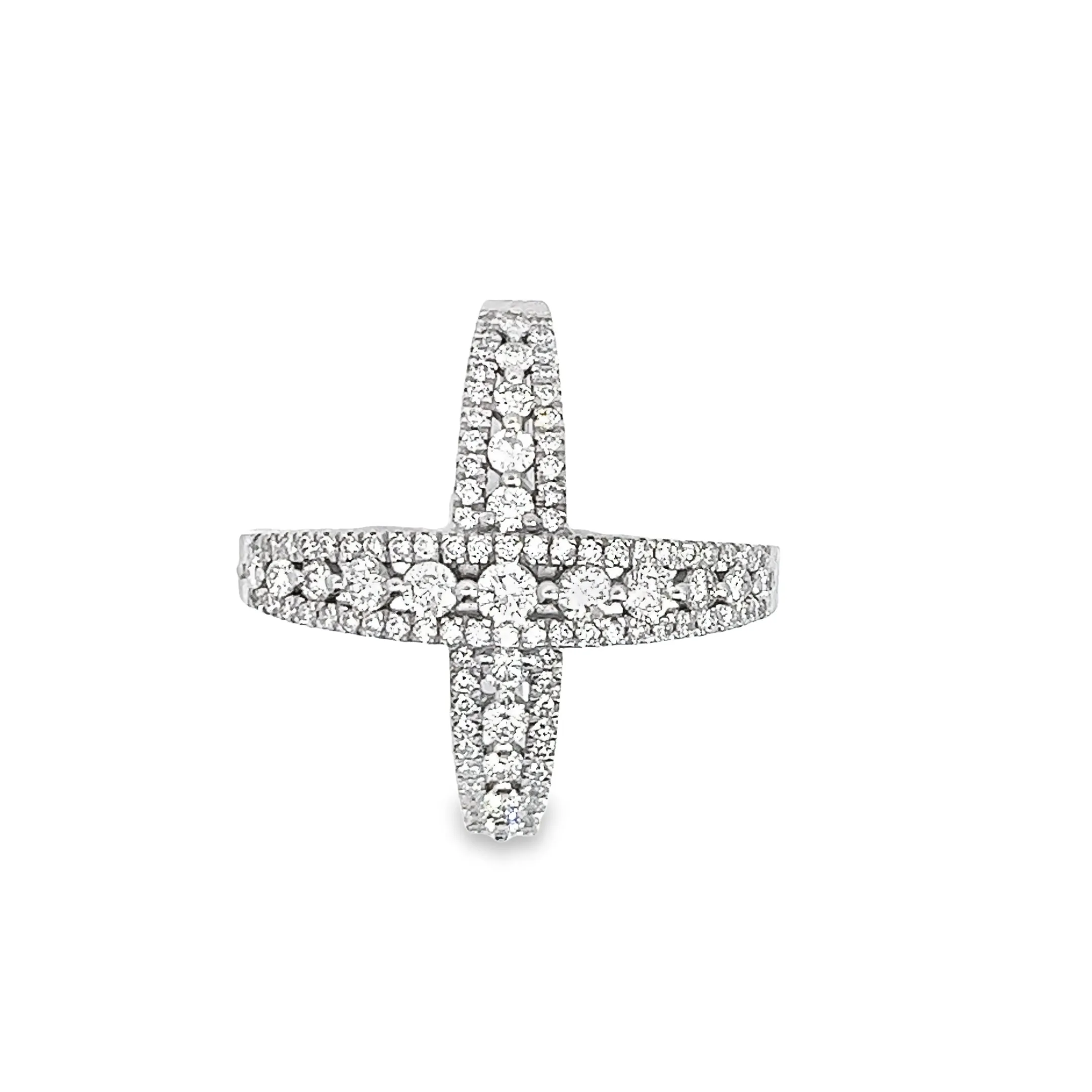 14K WHITE GOLD 2.85CT F/G SI1 ROUND DIAMOND X RING