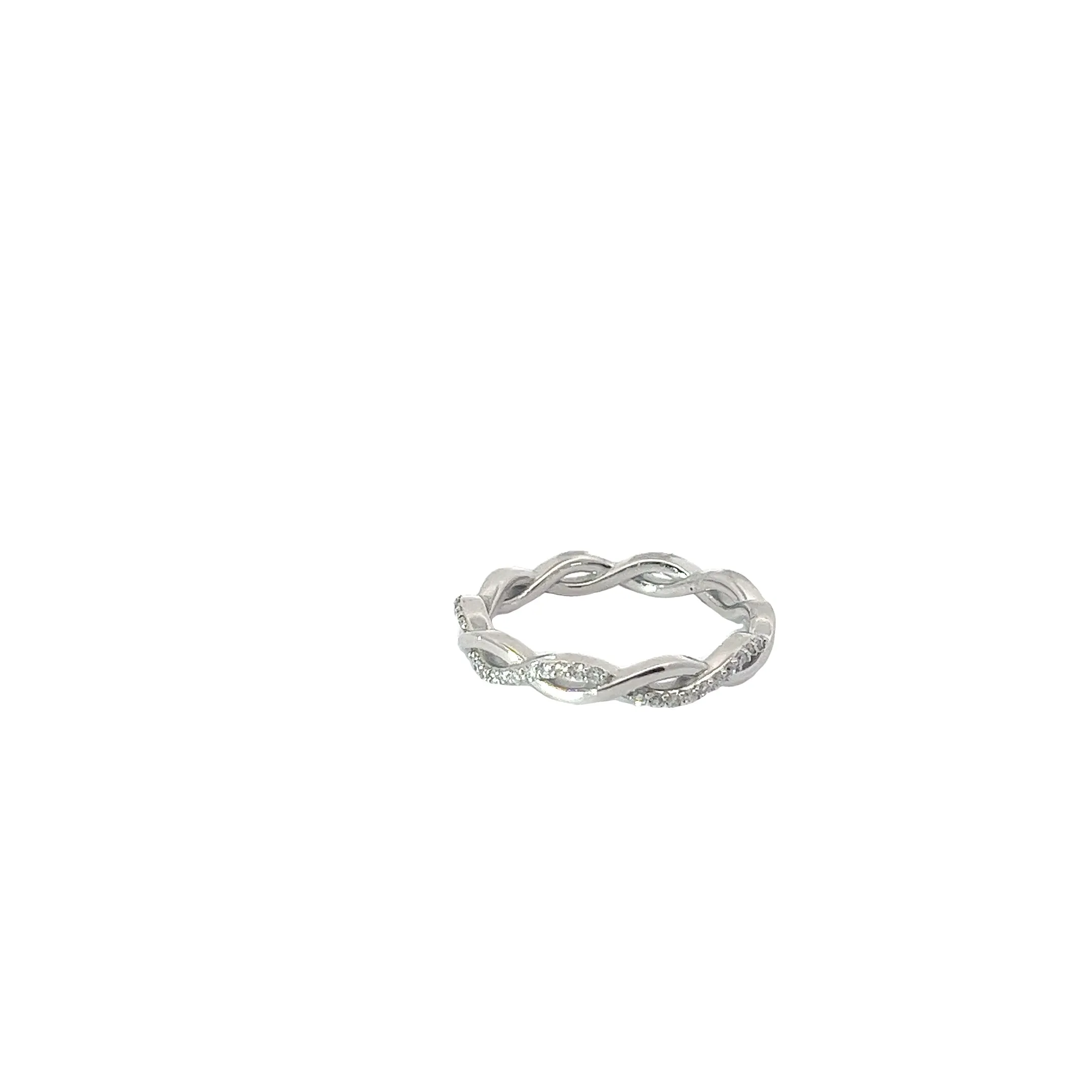 14K WHITE GOLD .35CT G VS2 ROUND DIAMOND TWISTED BAND SIZE 7