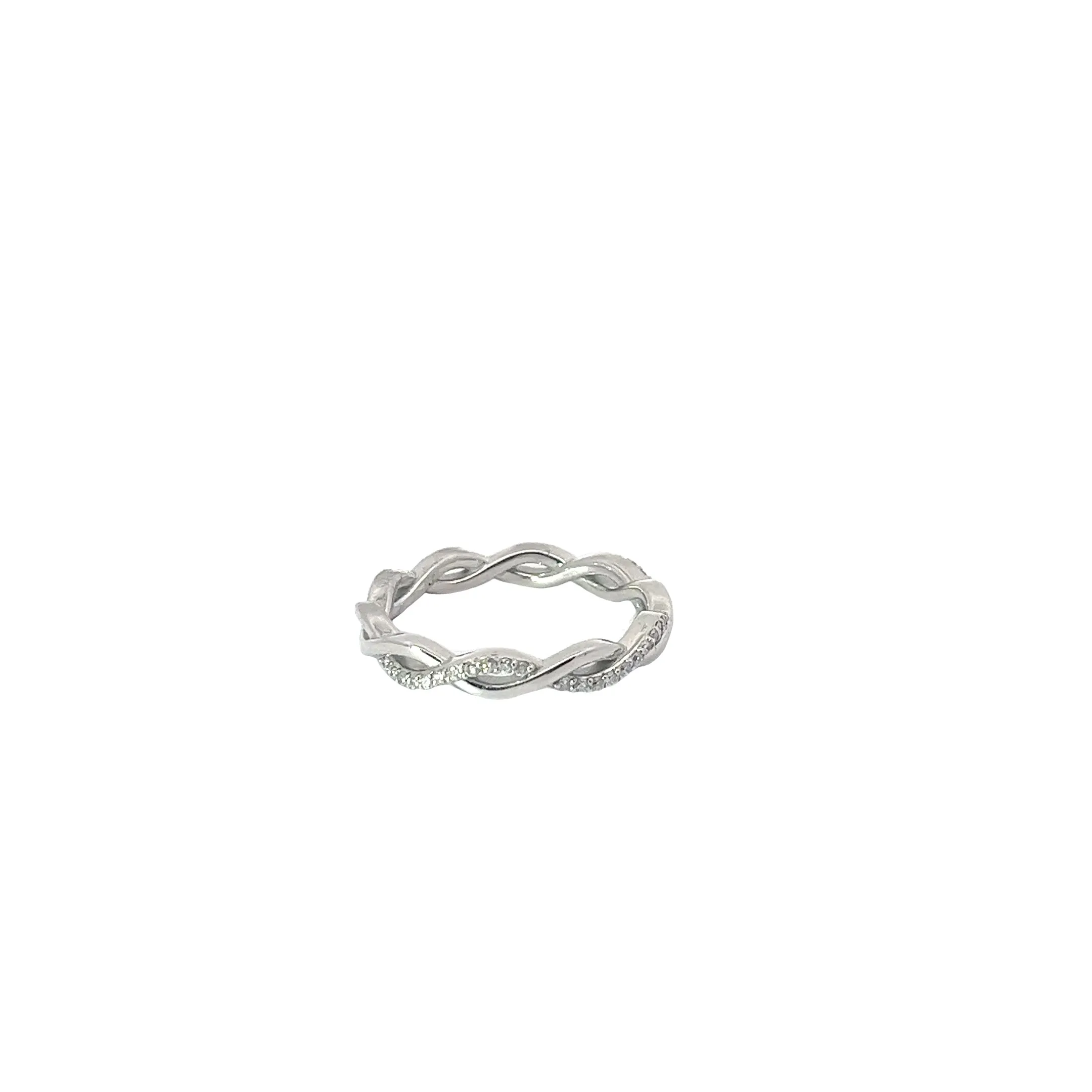 14K WHITE GOLD .35CT G VS2 ROUND DIAMOND TWISTED BAND SIZE 7
