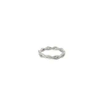 14K WHITE GOLD .35CT G VS2 ROUND DIAMOND TWISTED BAND SIZE 7