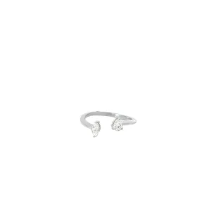14K WHITE GOLD .38CT PEAR AND MAQUISE DIAMOND GVS2 OPEN RING