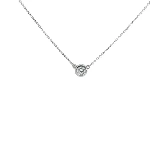 14K WHITE GOLD .53CT F VS2 BEZEL SET ROUND DIAMOND SOLITAIRE
