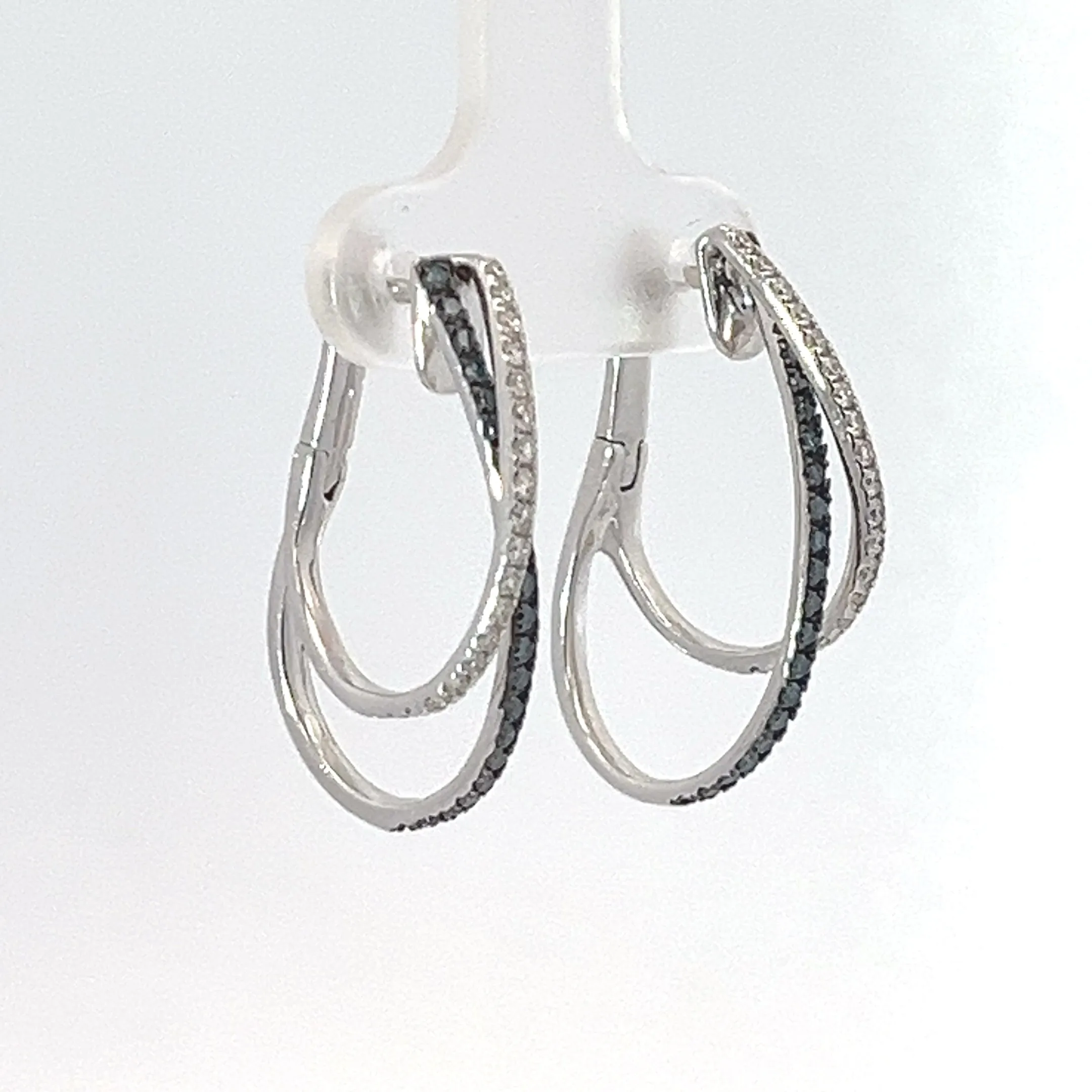 14k White Gold .58ct G SI1 Round White and Blue Diamond Earrings Preloved Bella Bleu Effy