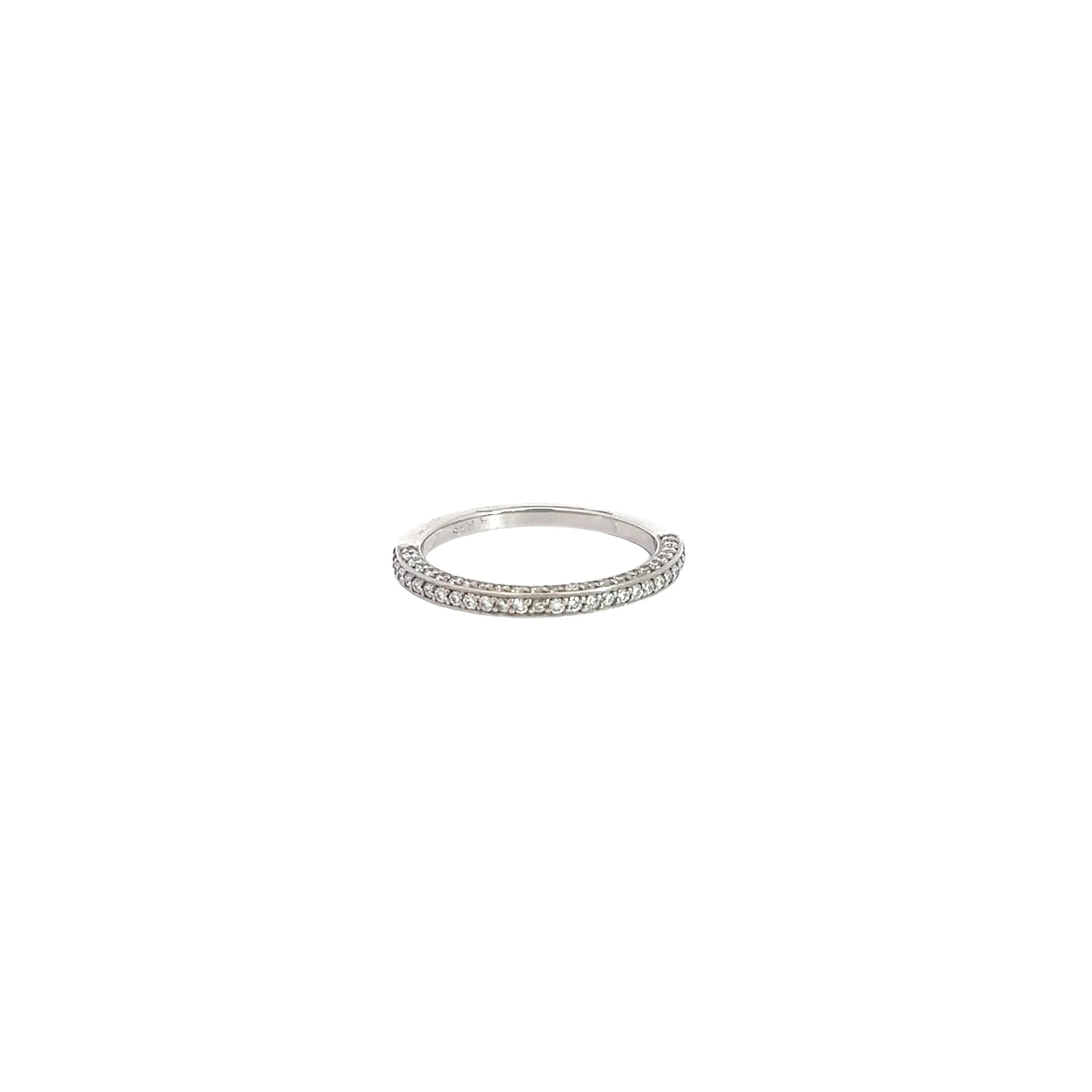 14k white gold .58ct G VS2 Round Diamond 3D band ring size 7