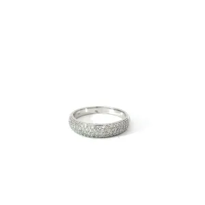 14k White Gold .75ct G VS2 Round Diamond 4 Rows Domed Pave Band
