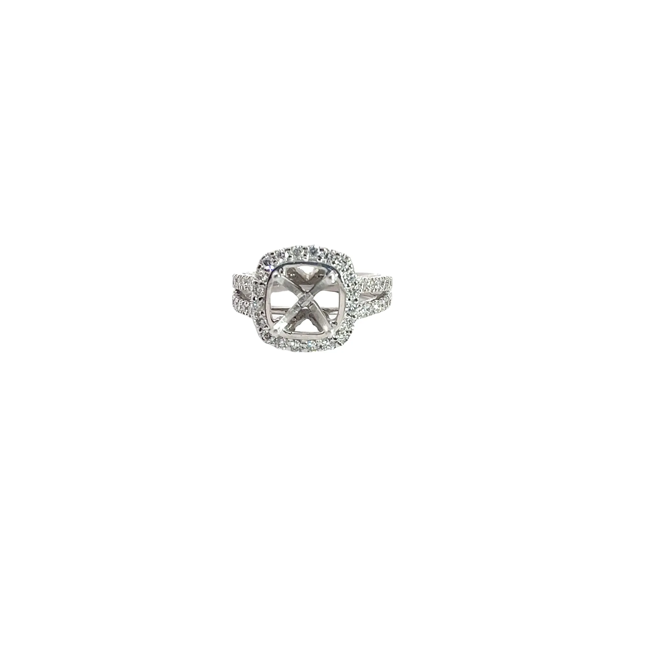 14k White Gold .75ct G VS2 Round Diamond Semi Mount Ring