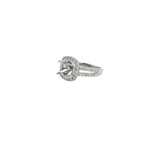 14k White Gold .75ct G VS2 Round Diamond Semi Mount Ring