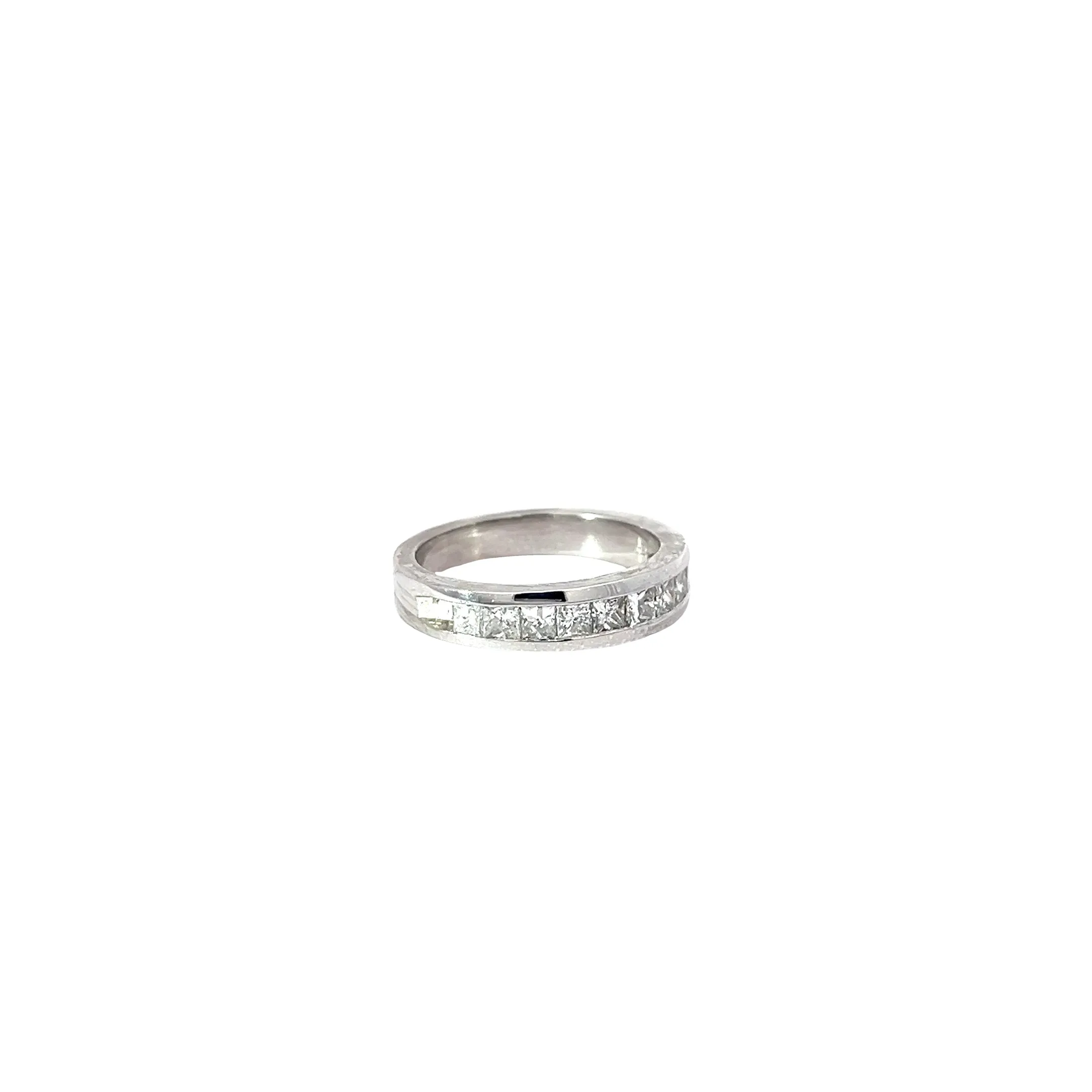 14k White Gold .85ct G VS2 Princess Cut  Diamond Channel Set Wedding Ring Size 7