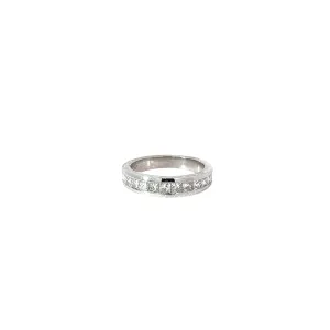 14k White Gold .85ct G VS2 Princess Cut  Diamond Channel Set Wedding Ring Size 7