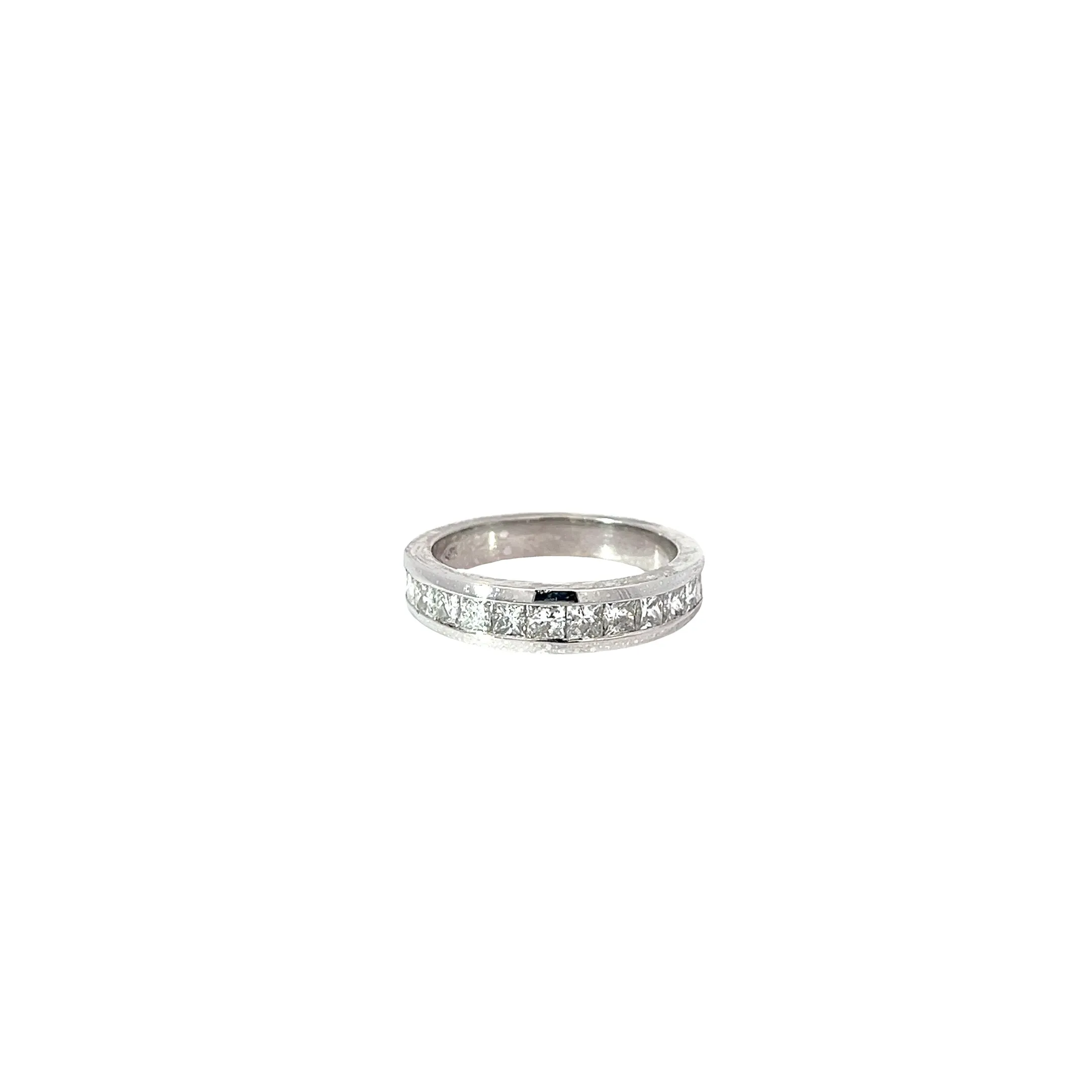 14k White Gold .85ct G VS2 Princess Cut  Diamond Channel Set Wedding Ring Size 7