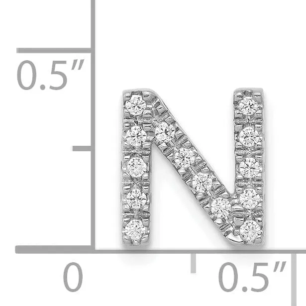 14K White Gold Diamond 0.14-CT Letter N Initial Charm Pendant