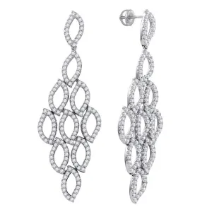 14K White Gold Round Diamond Luxury Dangle Screwback Earrings 4-3/4 Cttw