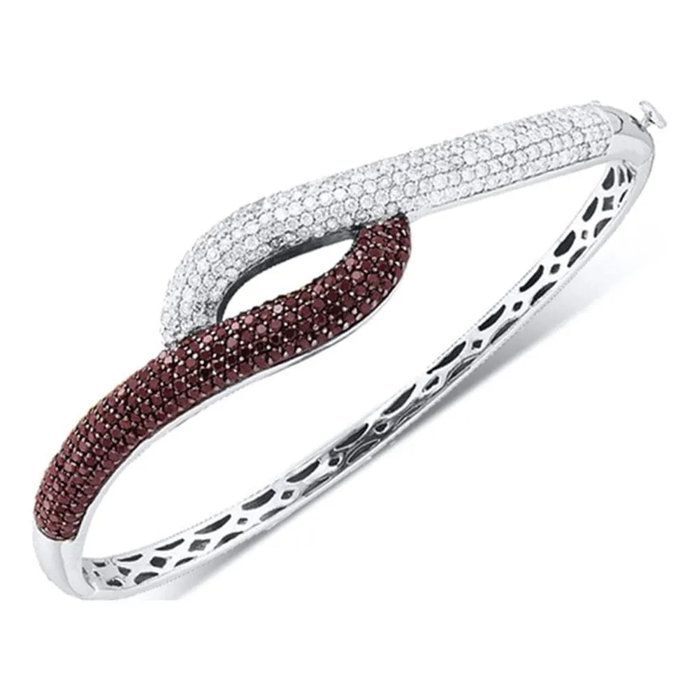 14k White Gold Women Cognac-brown Color Enhanced Diamond Luxury Bangle Bracelet 2-1/2 Cttw