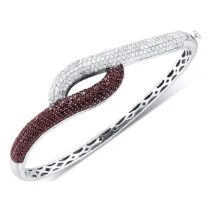 14k White Gold Women Cognac-brown Color Enhanced Diamond Luxury Bangle Bracelet 2-1/2 Cttw