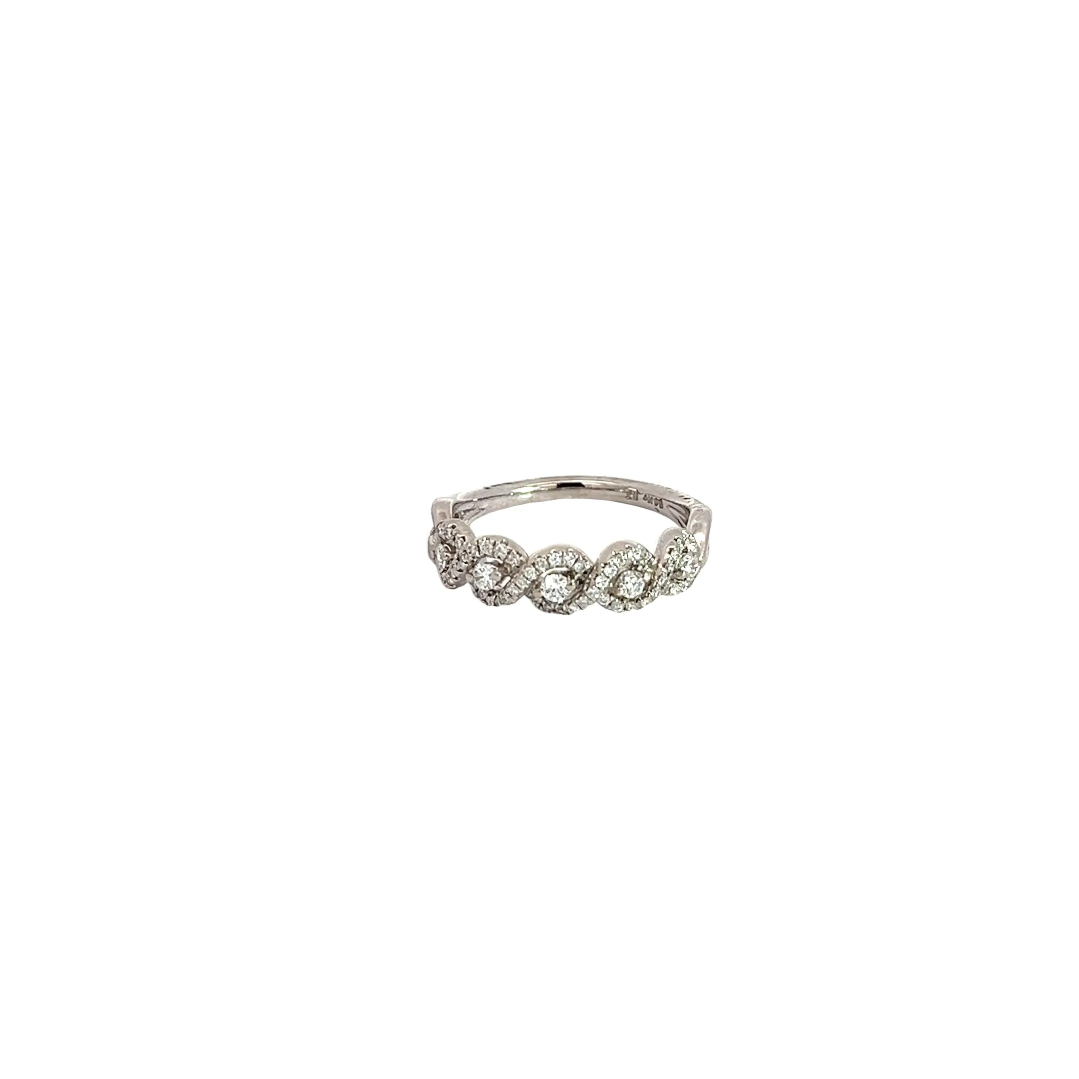 14k White Gold.50ct F SI1 Round Diamond wedding ring size 6 3/4