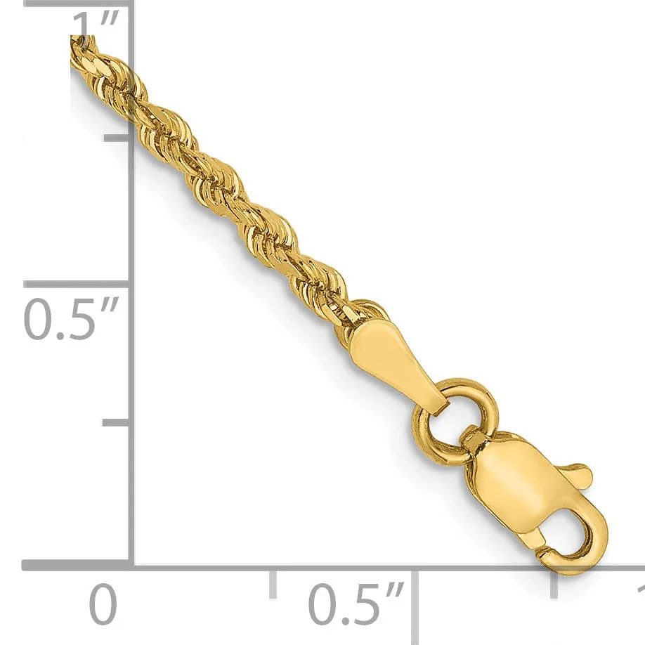 14k Yellow Gold 2.00mm D.C Rope Chain