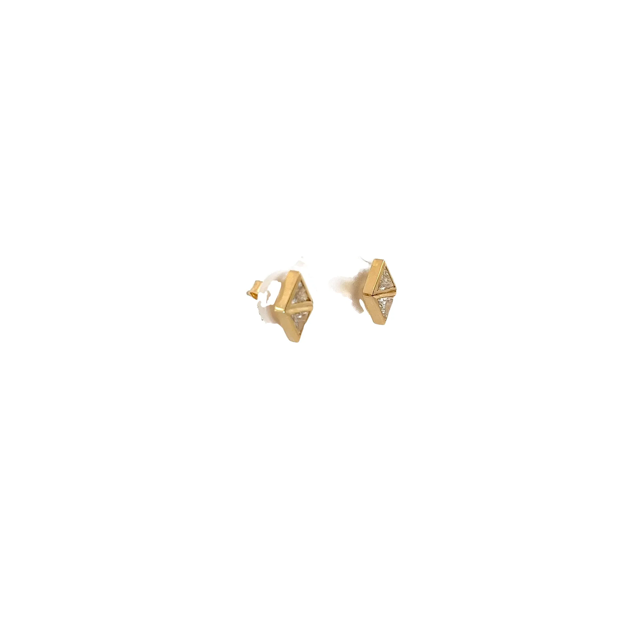 14k yellow gold .41ct H VS2 Trillion shaped diamond stud earrings
