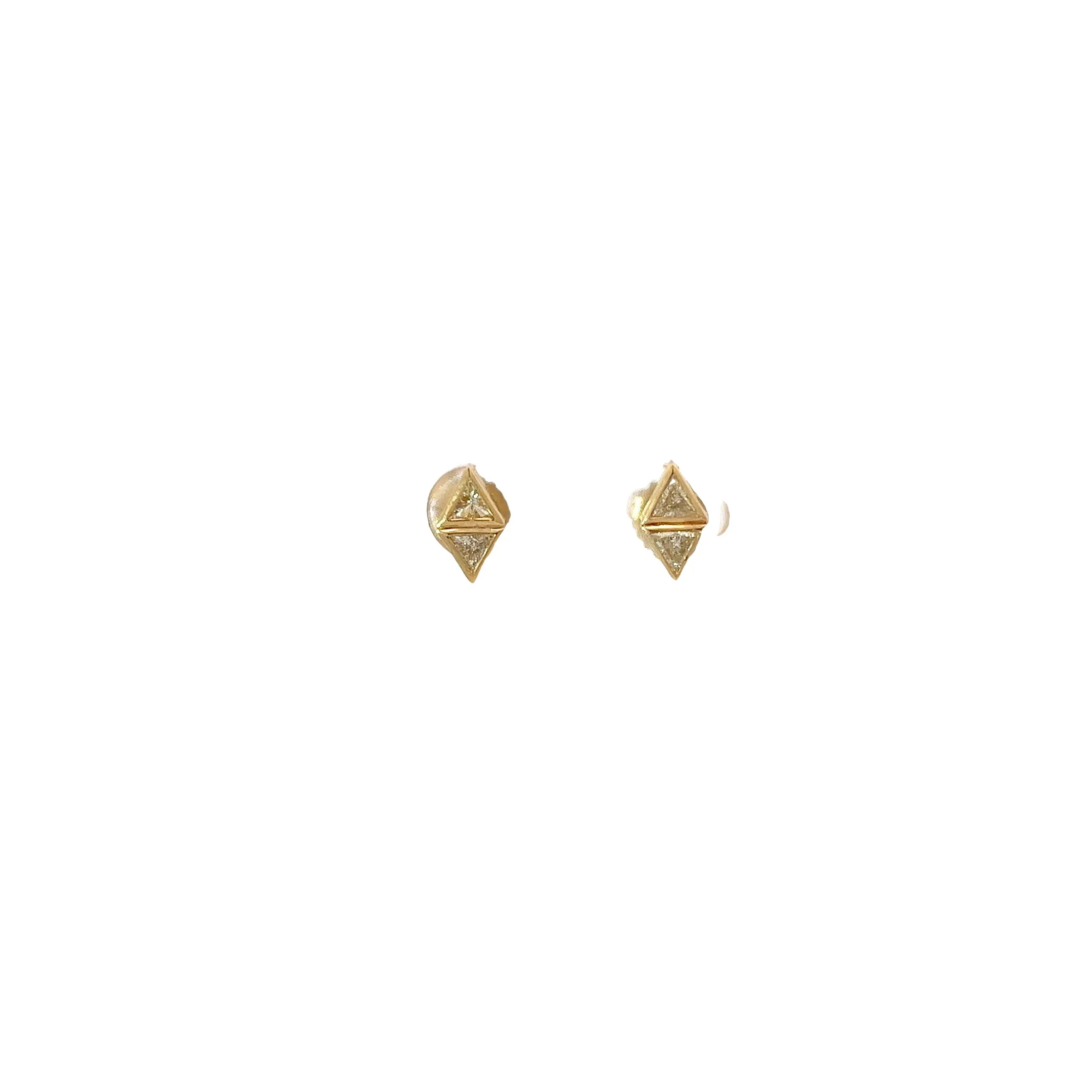 14k yellow gold .41ct H VS2 Trillion shaped diamond stud earrings