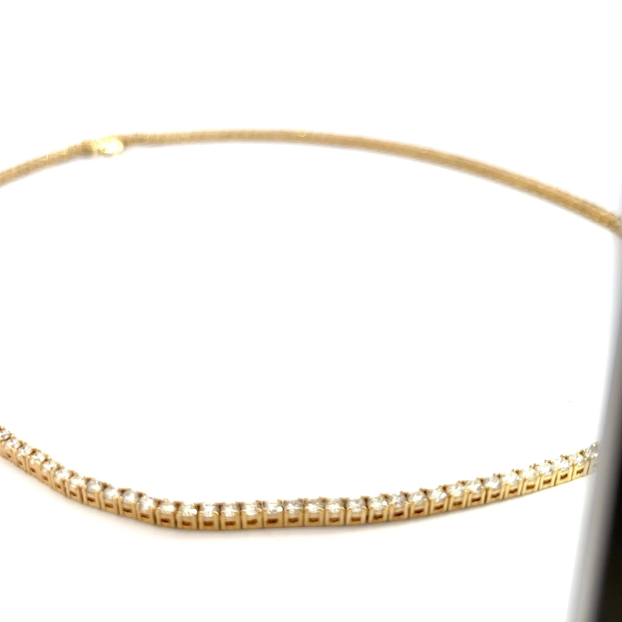 14K Yellow Gold 7.00ct H SI1 Round Diamond Tennis Necklace 17" inch