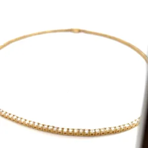 14K Yellow Gold 7.00ct H SI1 Round Diamond Tennis Necklace 17" inch