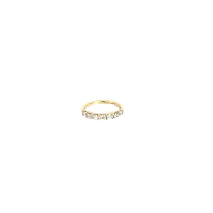 14K YELLOW GOLD .75CT G VS2 EMERALD CUT EAST WEST 7 DIAMOND STONE RING SIZE 5 1/2