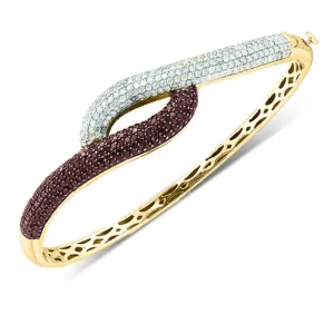 14k Yellow Gold Cognac-brownDiamond Luxury Bangle Bracelet 2-1/2 Cttw