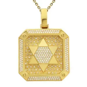 14k Yellow Gold Diamond Star of David Pendant 3 Ctw