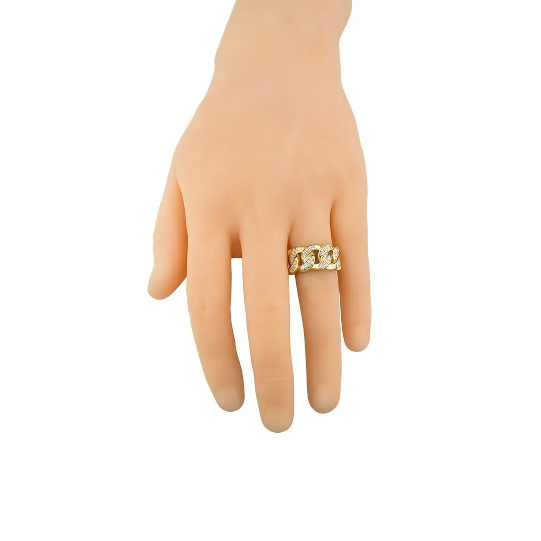 14k Yellow Gold Mens Diamond Cuban Link Ring 0.6 Ctw