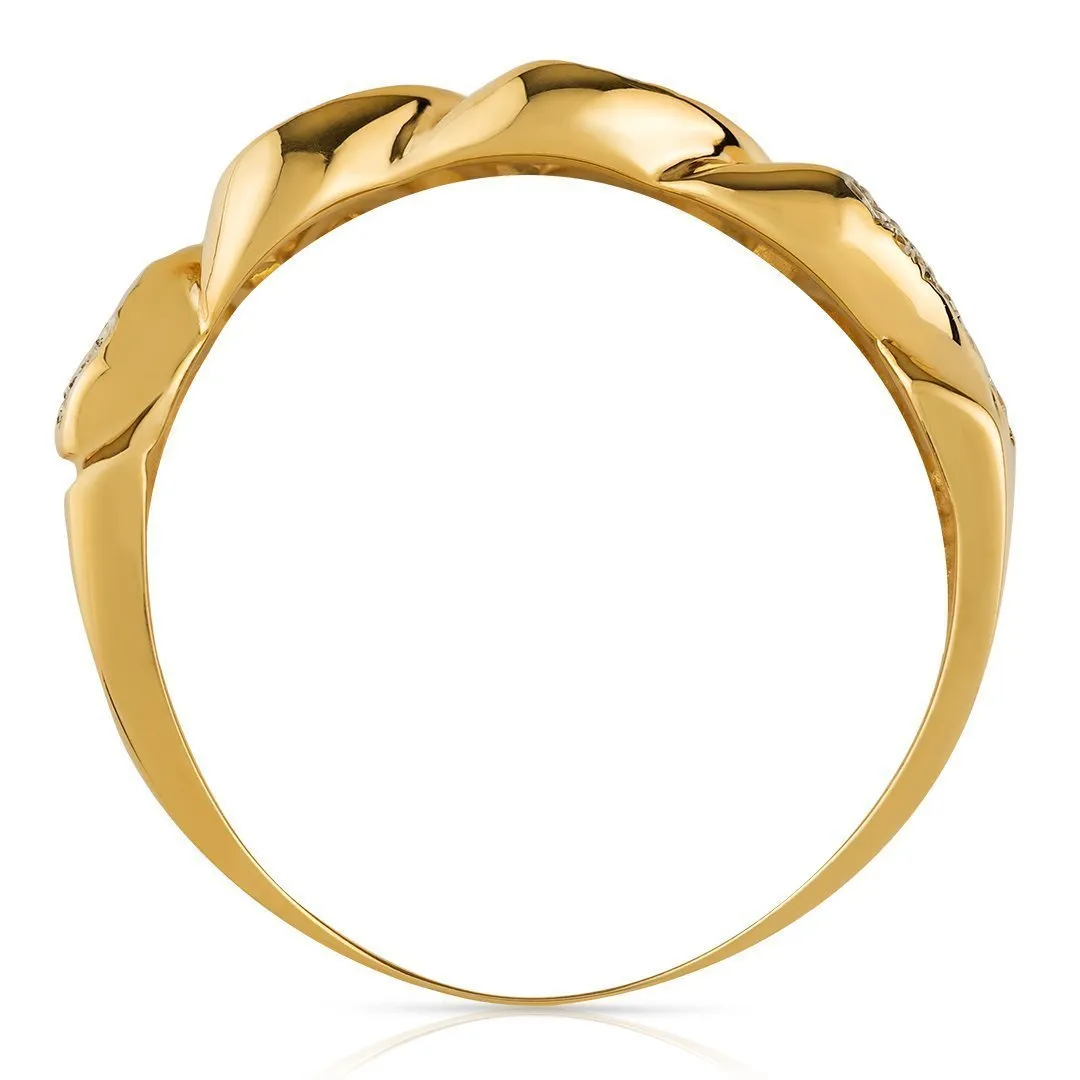 14k Yellow Gold Mens Diamond Cuban Link Ring 0.6 Ctw