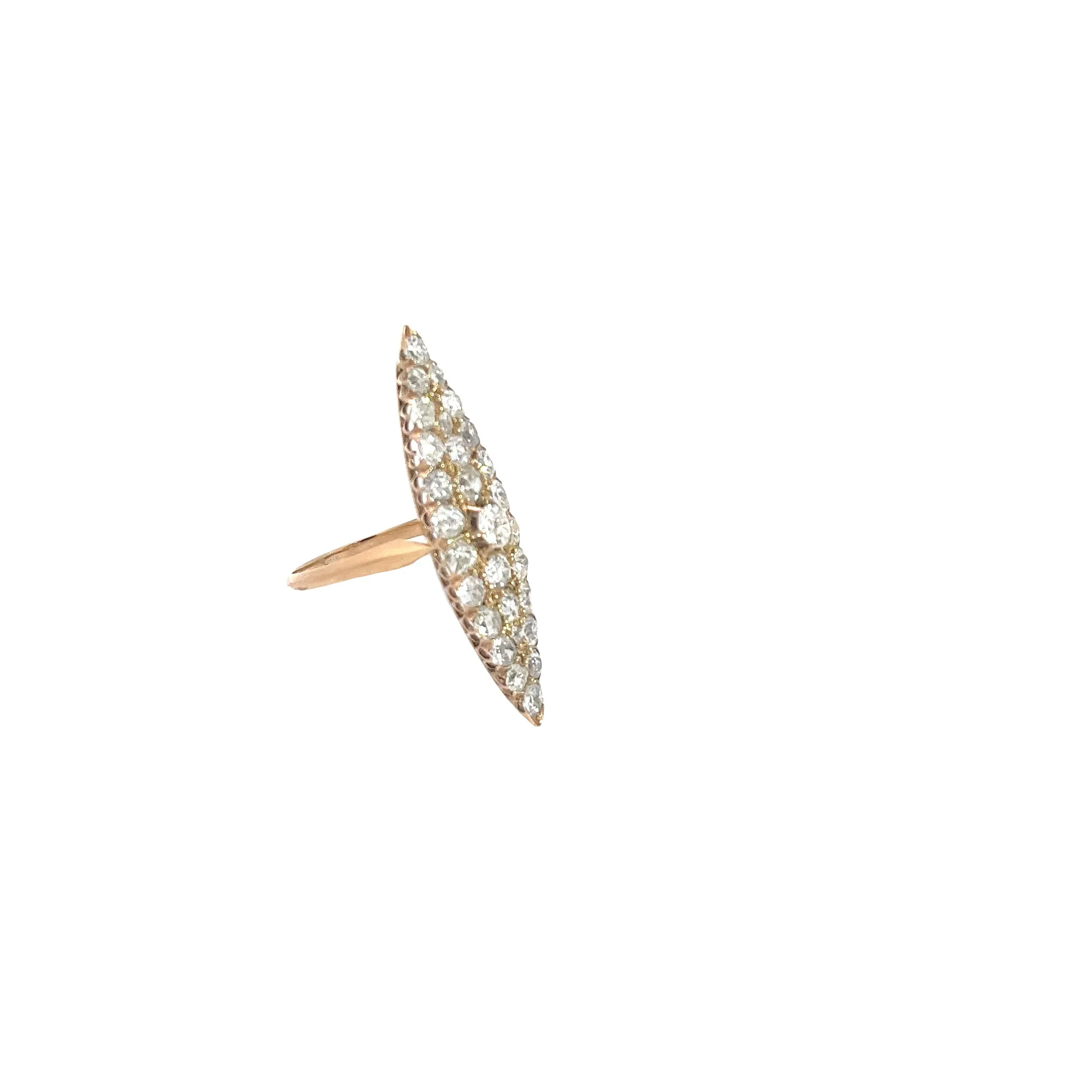 14k Yellow Gold Vintage 3.35ct H VS2 Rose Cut Round Diamond Ring
