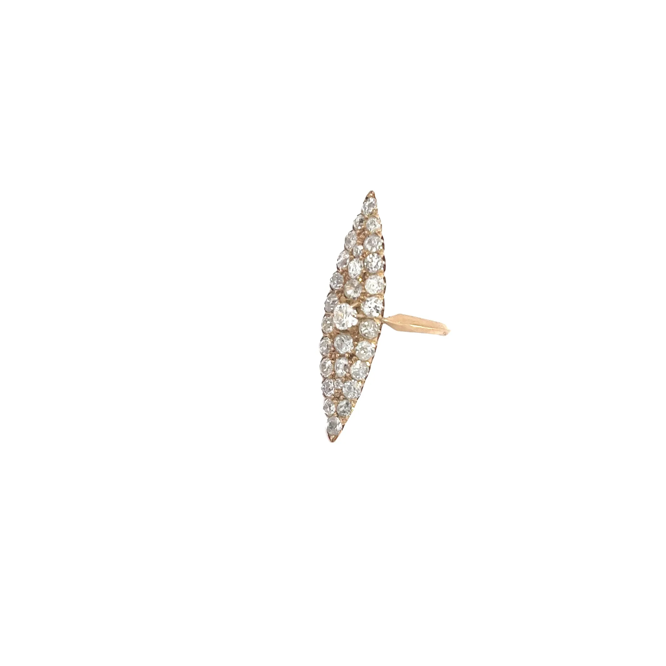 14k Yellow Gold Vintage 3.35ct H VS2 Rose Cut Round Diamond Ring