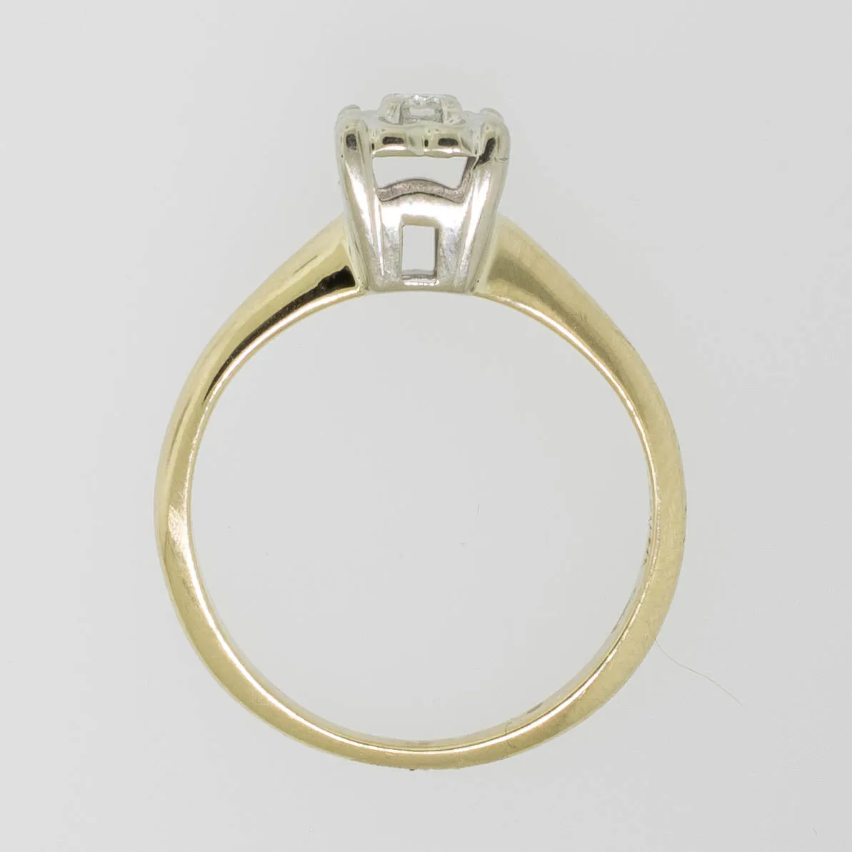 14K Yellow/White Gold Illusion Head Diamond Ring .05ct Size 4.75 Preowned