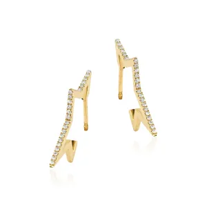 14KT Gold Diamond Curved Star Earrings