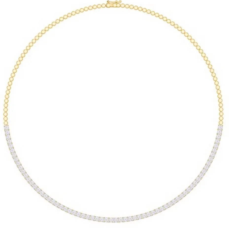 14KT Gold Diamond Illusion Four Prong Set Tennis Necklace