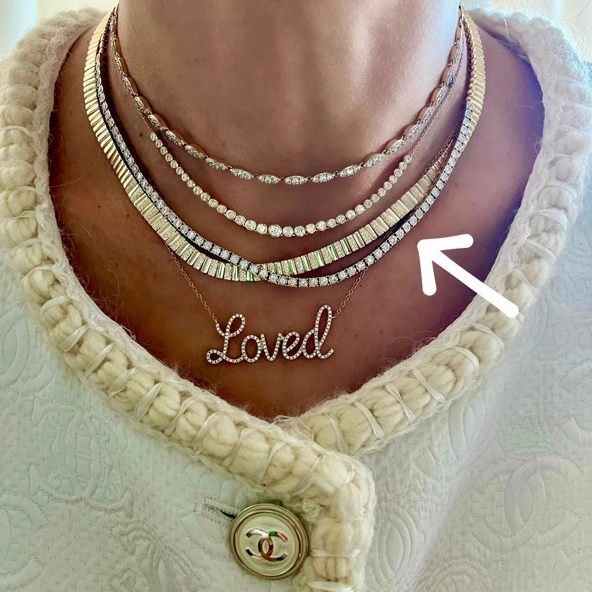 14KT Gold Diamond Illusion Four Prong Set Tennis Necklace