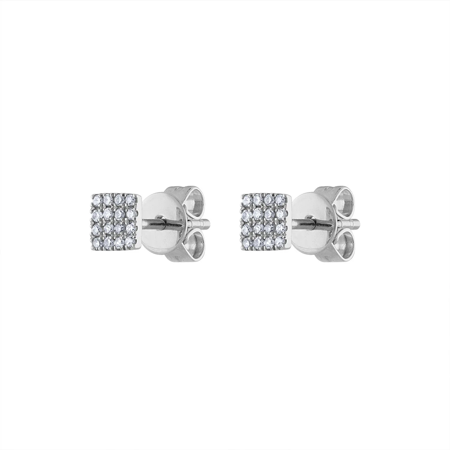 14KT GOLD PAVE DIAMOND MINI SQUARE EARRING