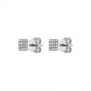14KT GOLD PAVE DIAMOND MINI SQUARE EARRING
