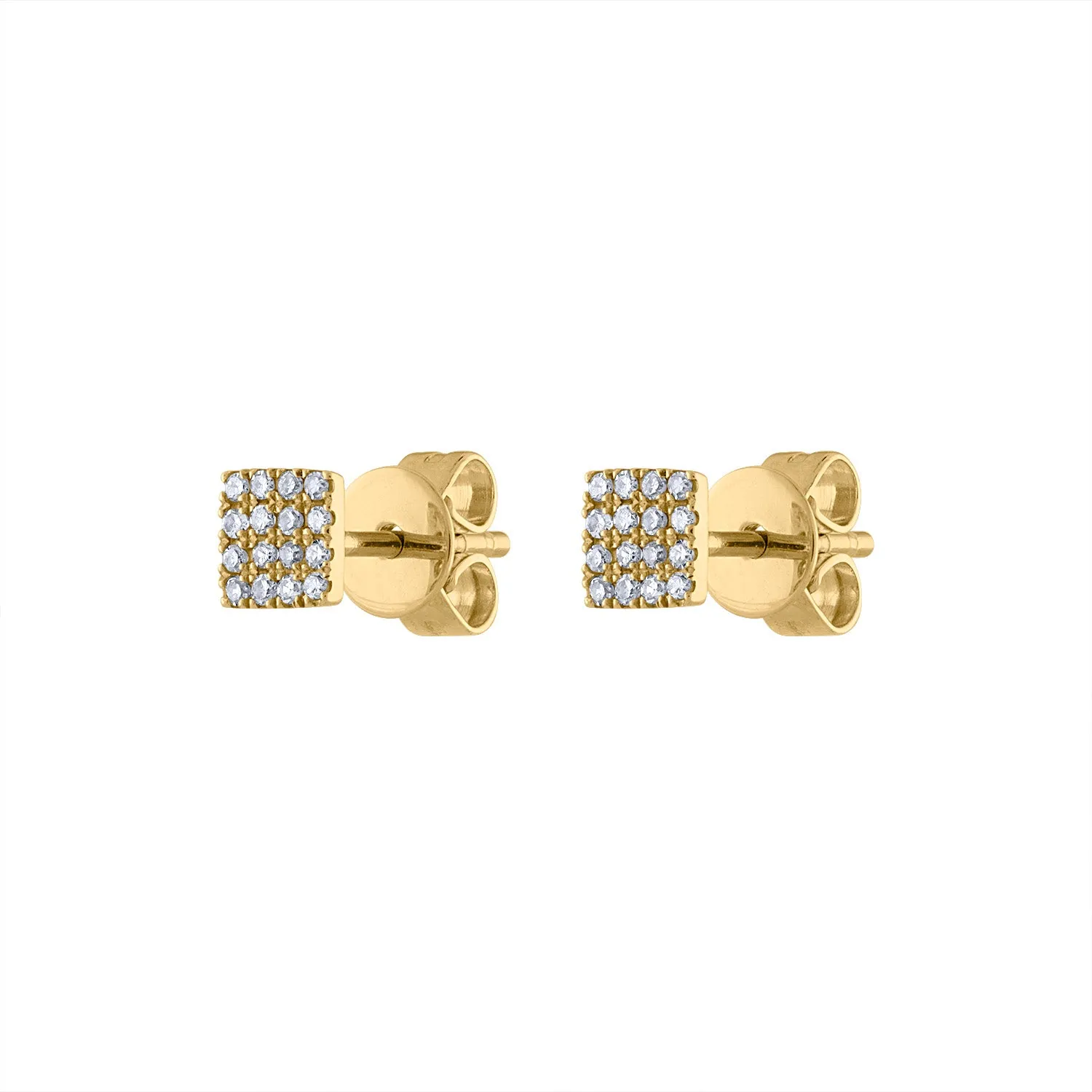 14KT GOLD PAVE DIAMOND MINI SQUARE EARRING