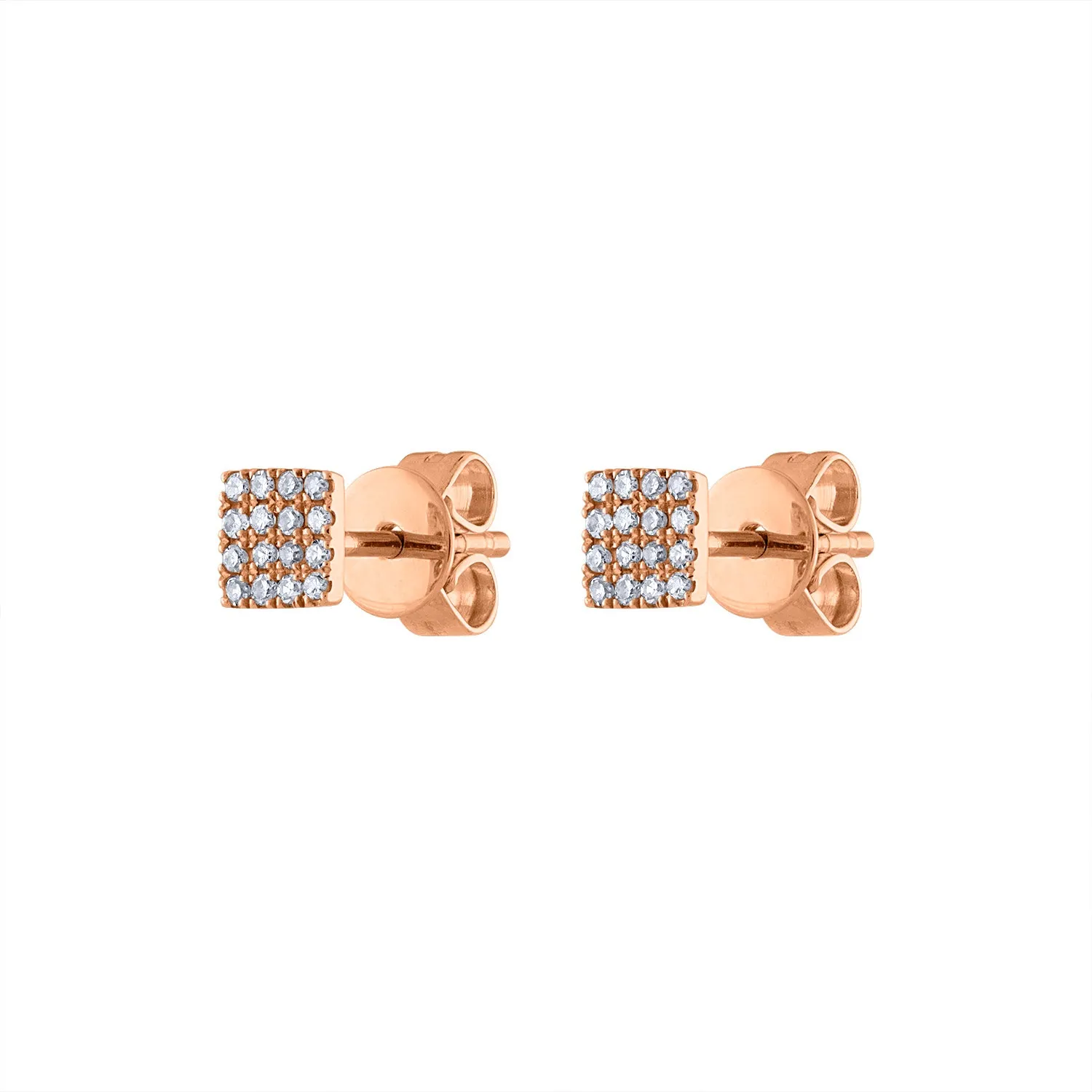 14KT GOLD PAVE DIAMOND MINI SQUARE EARRING